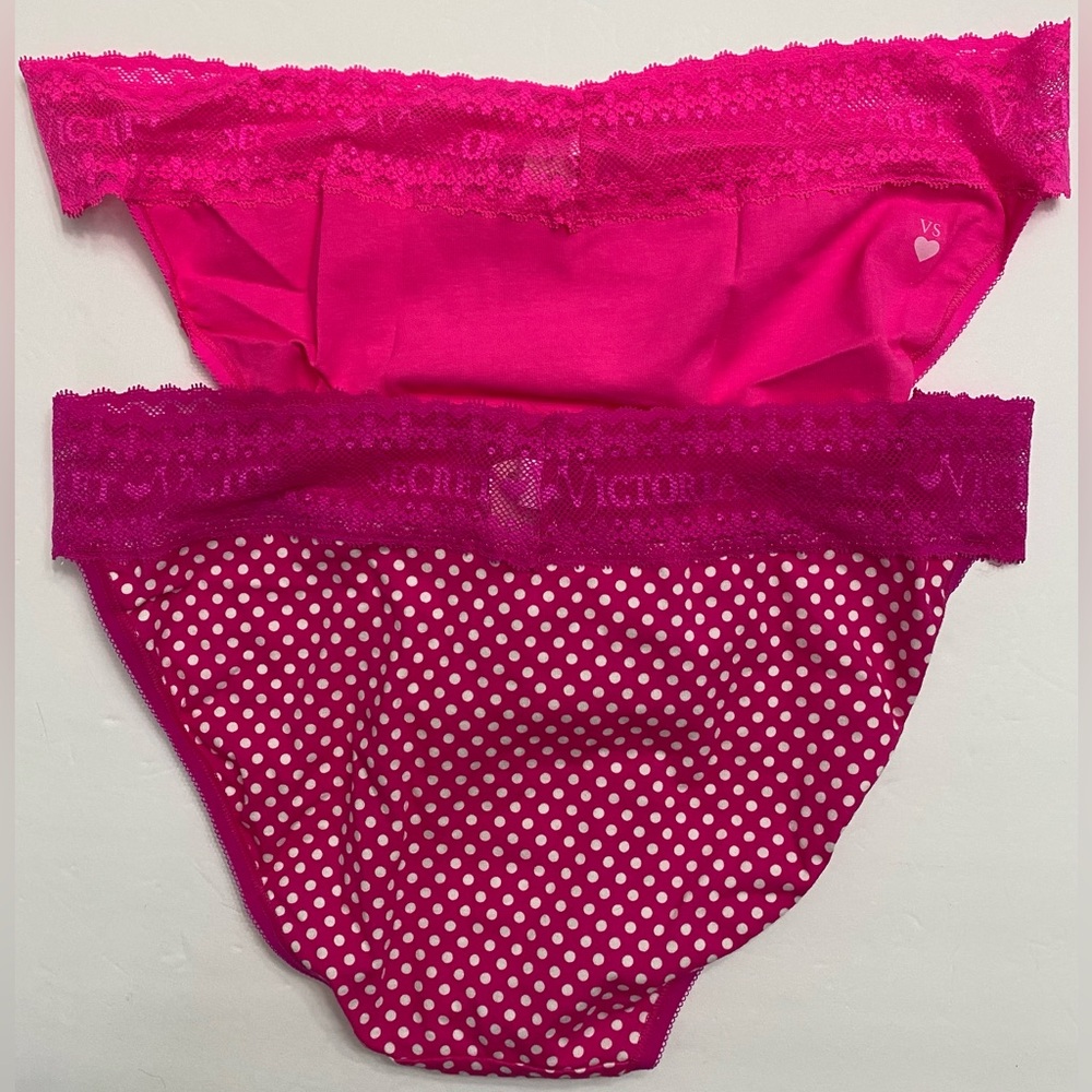 2 - 2012 Victoria’s Secret vintage logo lace waist low rise cotton bikinis - Picture 2 of 5